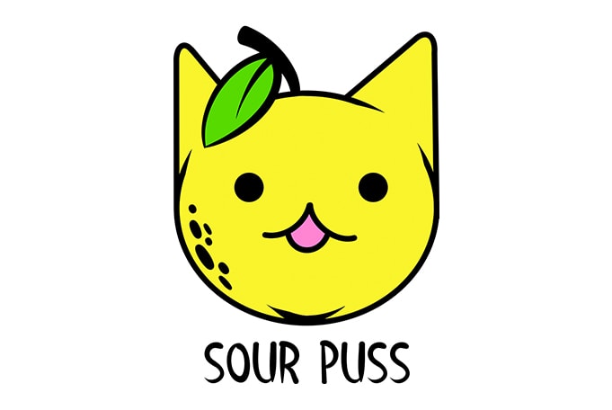 Cat Funny Sour Puss print ready t shirt design