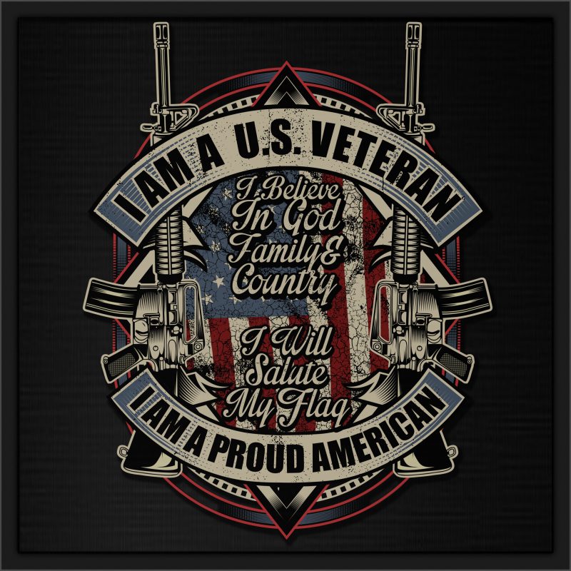 I AM A U.S. VETERAN I AM A PROUD AMERICAN t-shirt design for commercial use