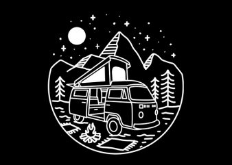 Caravan Home Car Line art Monoline ready made tshirt design