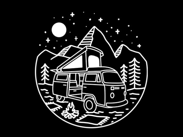 Caravan home car line art monoline ready made tshirt design