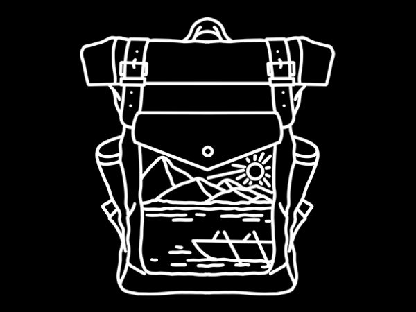 Backpacker monoline adventure t-shirt design png