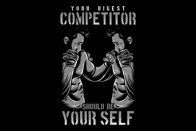 Gym Fitness Tshirt Design, Your Biggest Competitor should be your self