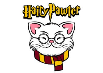 Cat Funny Hairy Pawter, harry potter parody t-shirt design for sale