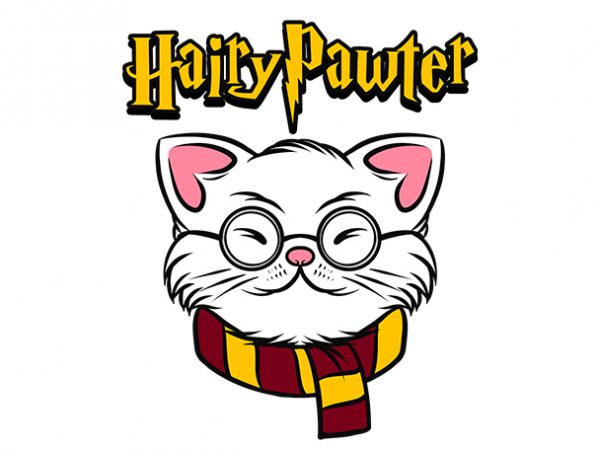 Cat funny hairy pawter, harry potter parody t-shirt design for sale