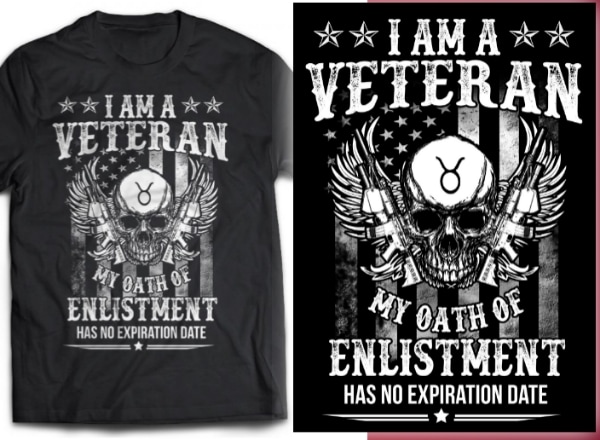 [no 1] skull veteran army and military tshirt design psd file editable text layer