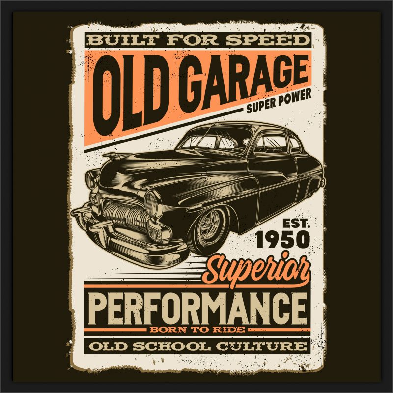 “BIG SALE ” Rockabilly, vintage race & Custom Garage t shirt design for purchase