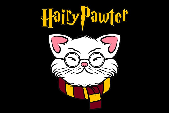 Cat Funny Hairy Pawter, harry potter parody t-shirt design for sale