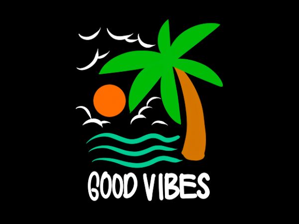 Good vibes beach print ready t shirt design