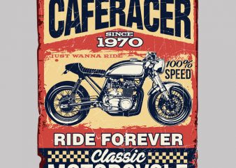 CAFERACER MOTORCYCLE t shirt design for sale