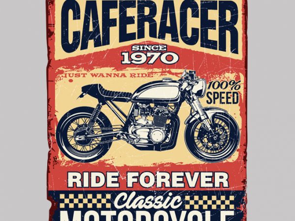 Caferacer motorcycle t shirt design for sale