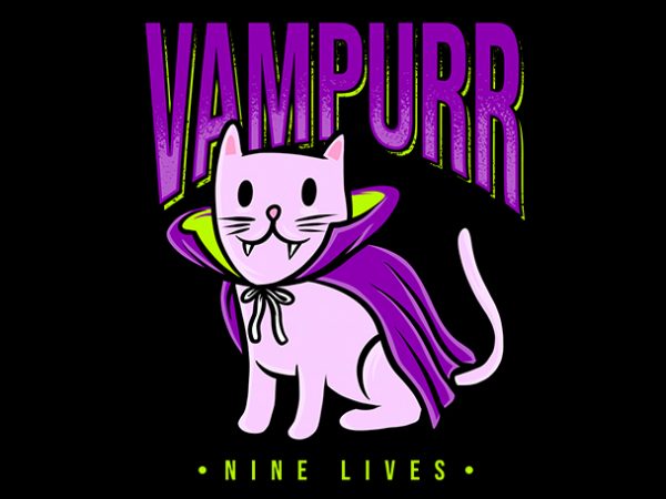 Cat funny vampurr vampire parody t-shirt design for commercial use