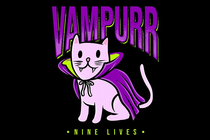 Cat Funny Vampurr Vampire Parody t-shirt design for commercial use