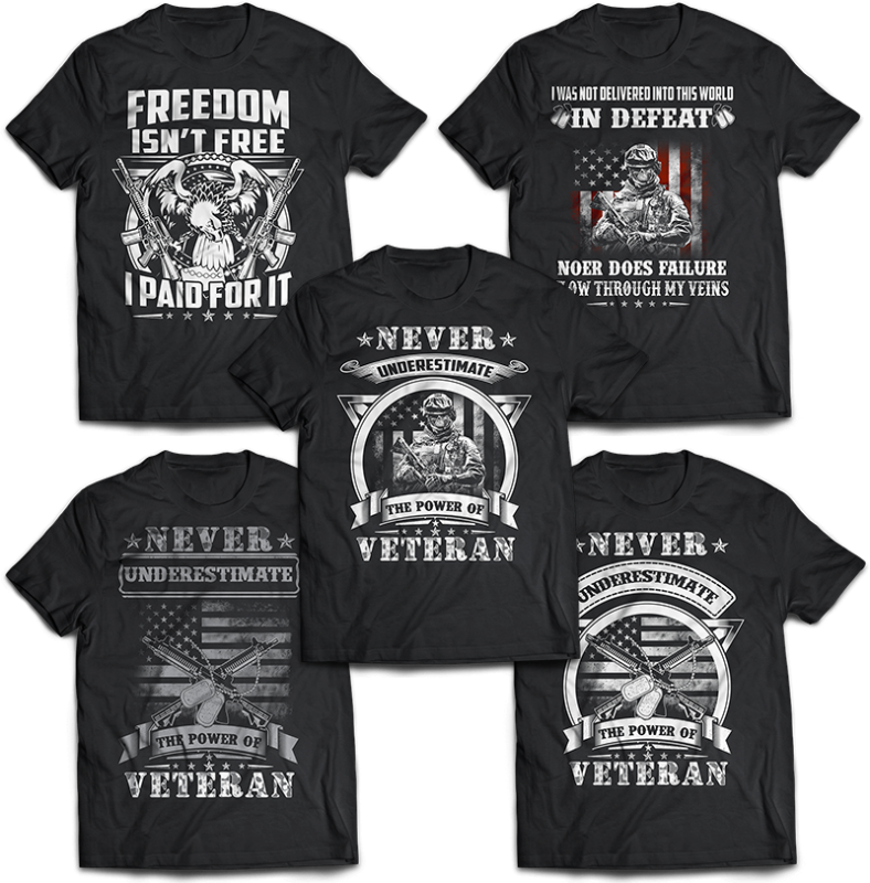 BIG BUNDLE 106 tshirt designs Veteran, Army, Military, skull, Nurse, and Dog PSD file EDITABLE Text and layer t shirt bundles