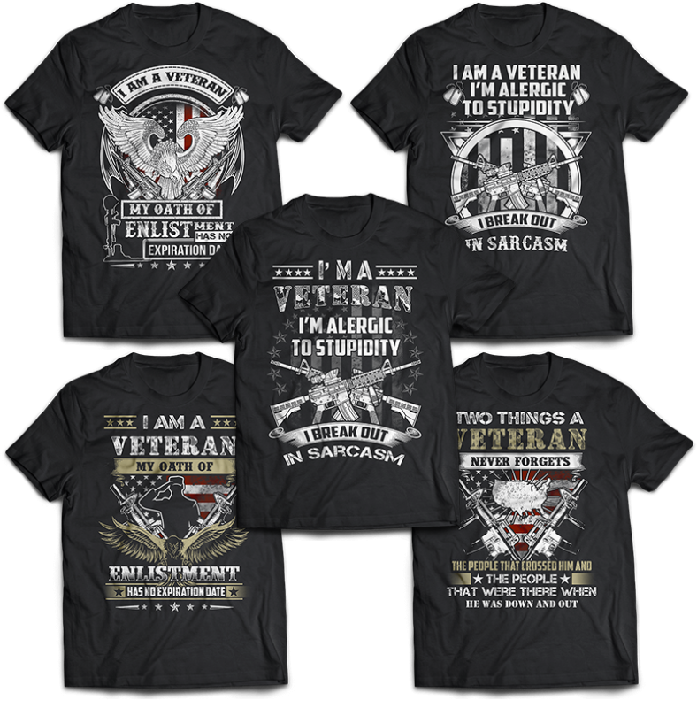 BIG BUNDLE 106 tshirt designs Veteran, Army, Military, skull, Nurse, and Dog PSD file EDITABLE Text and layer t shirt bundles