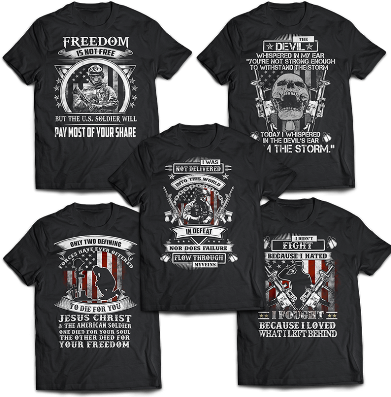 BIG BUNDLE 106 tshirt designs Veteran, Army, Military, skull, Nurse, and Dog PSD file EDITABLE Text and layer t shirt bundles