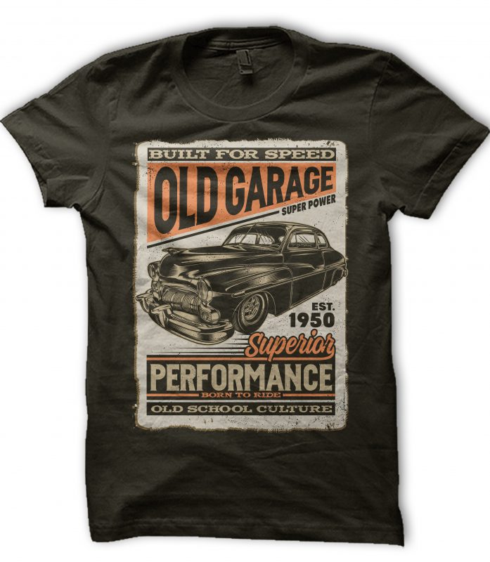 “BIG SALE ” Rockabilly, vintage race & Custom Garage t shirt design for purchase