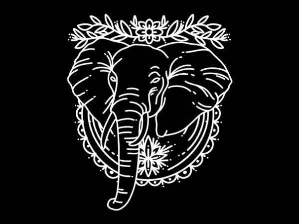 Elephant line art graphic t-shirt design