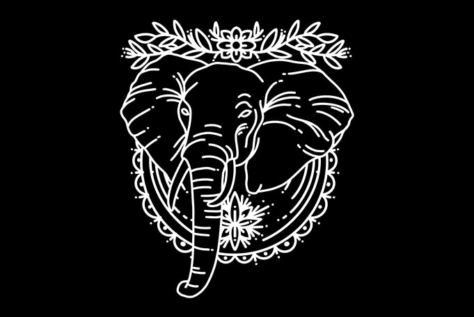 elephant line art graphic t-shirt design