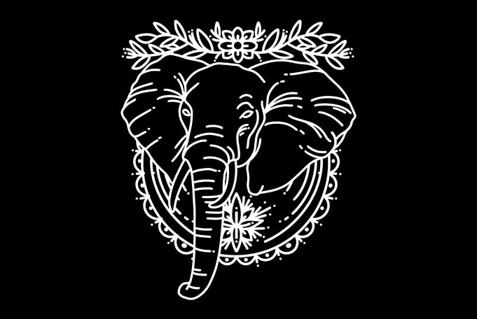 elephant line art graphic t-shirt design