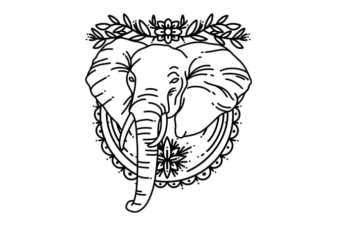 elephant line art graphic t-shirt design