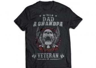 [NO 4] Skull Veteran Army And Military Dad grandpa Tshirt Design PSD File Editable Text Layer