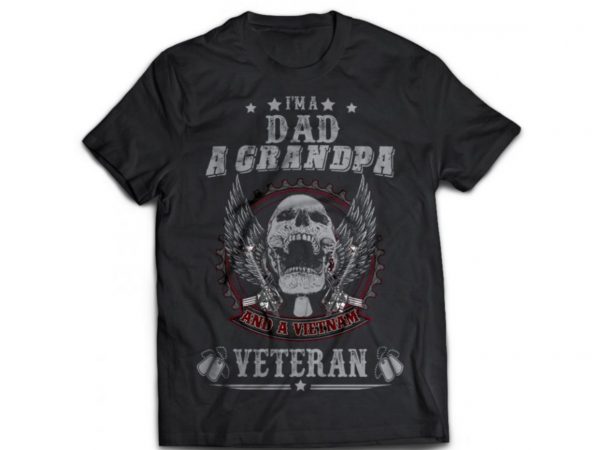 [no 4] skull veteran army and military dad grandpa tshirt design psd file editable text layer