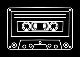 cassette tape music line art graphic t-shirt design