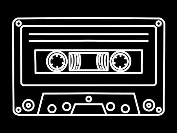 Cassette tape music line art graphic t-shirt design