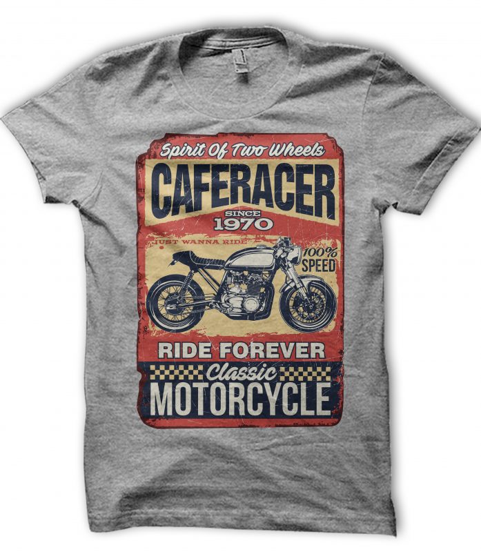 CAFERACER MOTORCYCLE t shirt design for sale