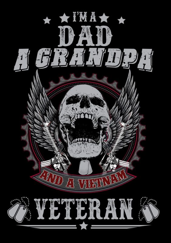 [NO 4] Skull Veteran Army And Military Dad grandpa Tshirt Design PSD File Editable Text Layer