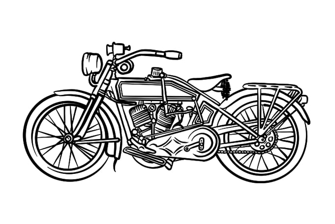 Vintage Motorcycle line art print ready t shirt design