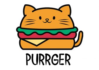 cat funny purrger, burger parody t shirt design for sale