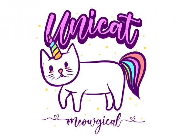 Cat funny unicat meowgical, unicorn parody t shirt design for sale Cat funny unicat meowgical, unicorn parody t shirt design for sale