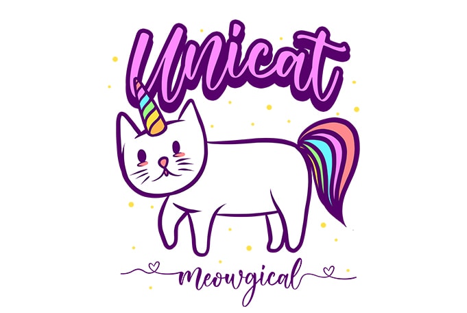 Cat Funny Unicat Meowgical, Unicorn Parody t shirt design for sale