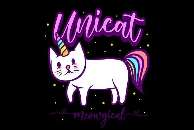 Cat Funny Unicat Meowgical, Unicorn Parody t shirt design for sale