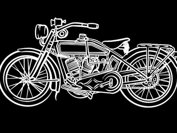 Vintage motorcycle line art print ready t shirt design