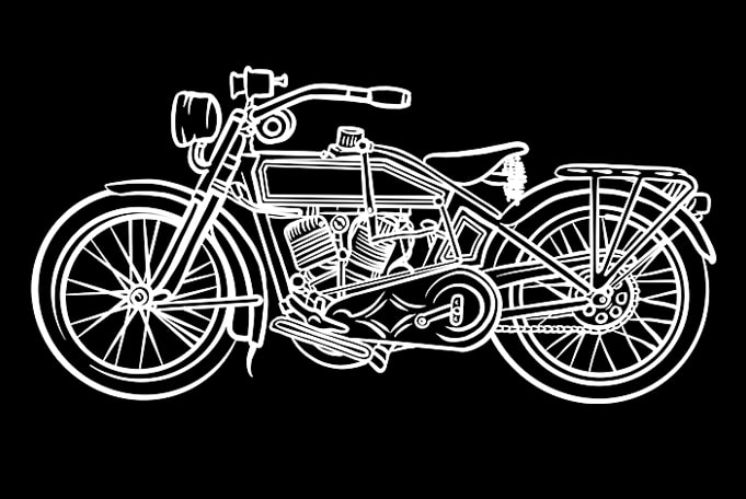 Vintage Motorcycle line art print ready t shirt design