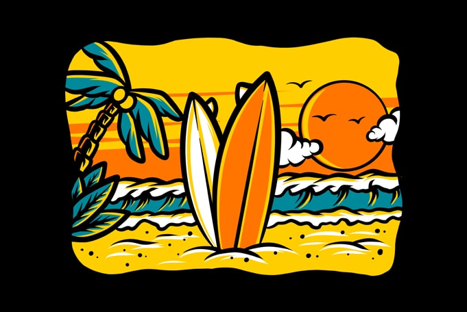 Surf Summer Holiday artwork graphic t-shirt design