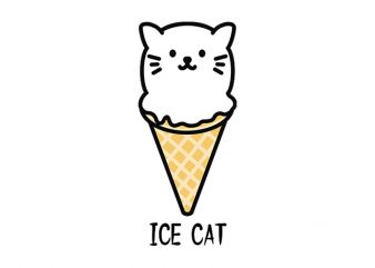 Ice Cat funny, ice cream parody print ready t shirt design