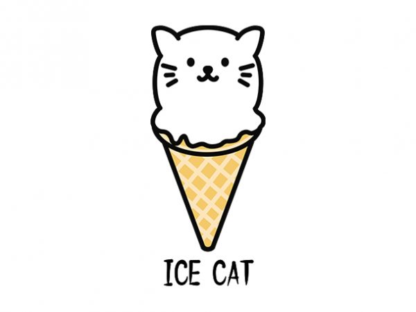 Ice cat funny, ice cream parody print ready t shirt design
