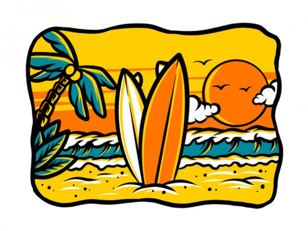 Surf summer holiday artwork graphic t-shirt design