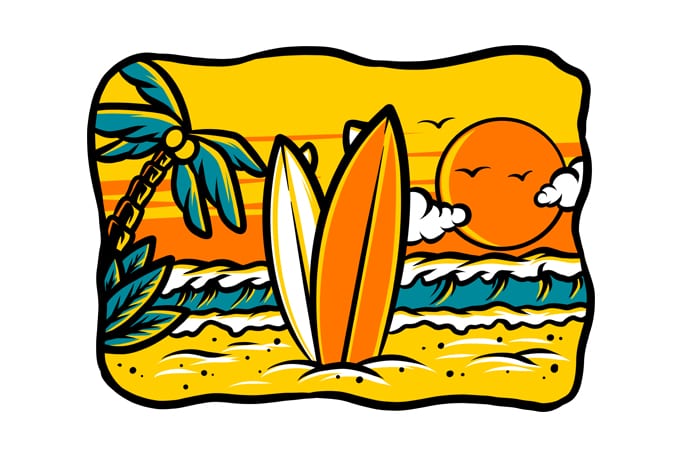 Surf Summer Holiday artwork graphic t-shirt design