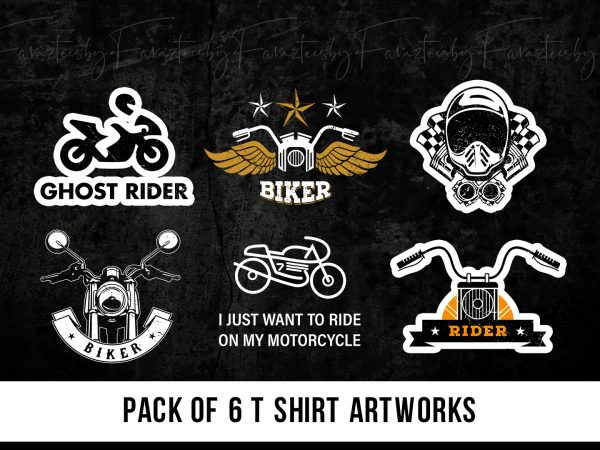 Motorcycle theme | rider t shirts artwork design | bundle of 6 vector t shirts