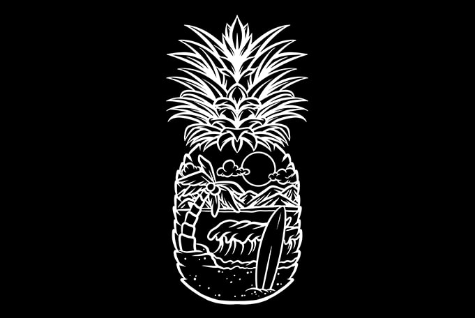 pineapple surf summer print ready t shirt design