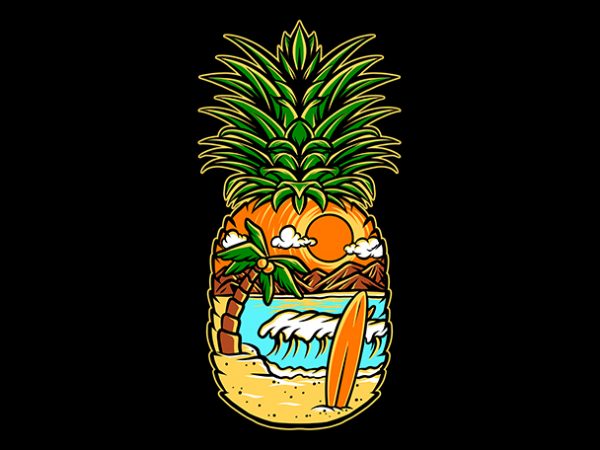 Pineapple surf summer design for t shirt t shirt design for download