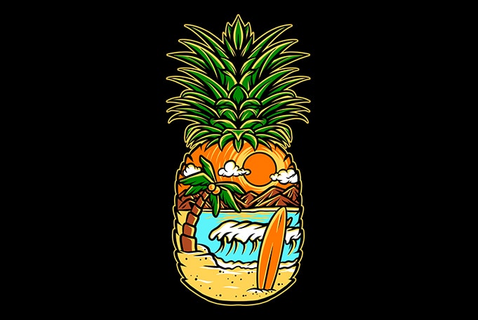 Pineapple Surf Summer design for t shirt t shirt design for download