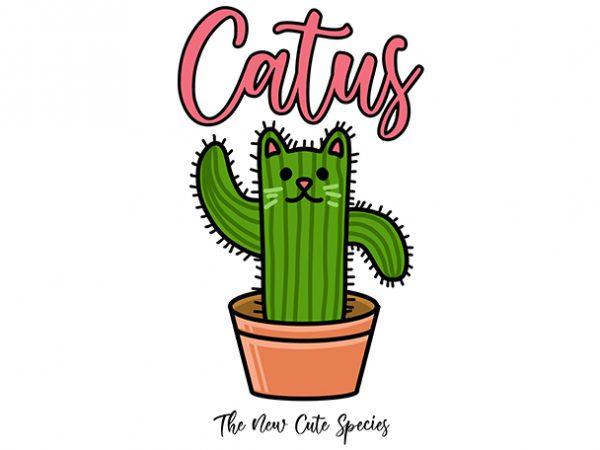 Cat funny catus, cactus parody graphic t-shirt design