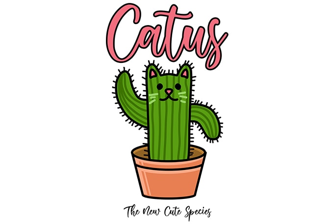Cat Funny Catus, Cactus Parody graphic t-shirt design