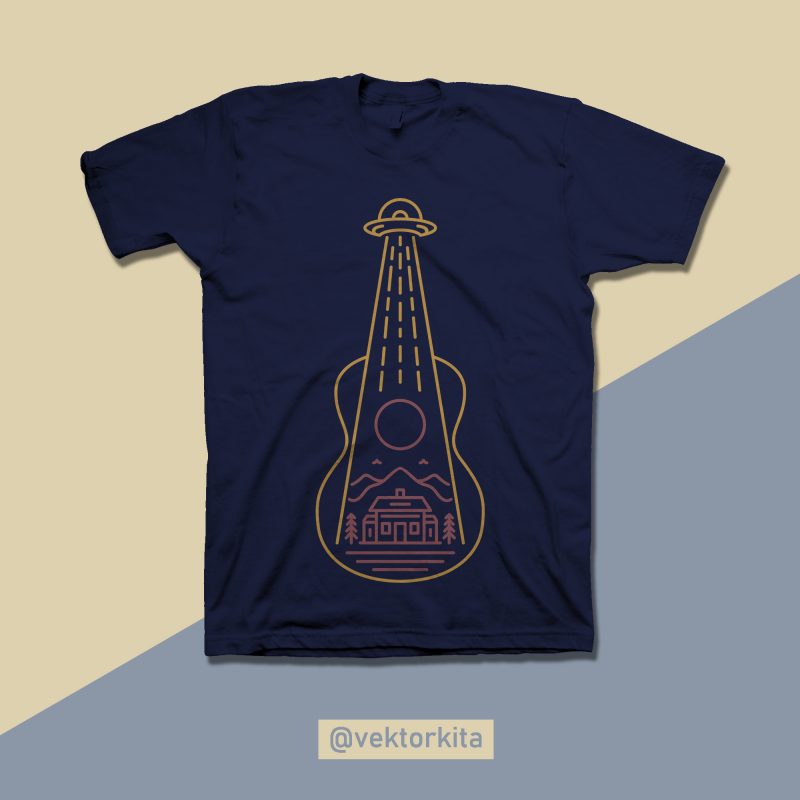 Alien Guitar buy t shirt design for commercial use