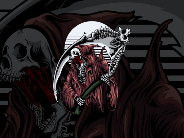 Skull grim reaper graphic t-shirt design